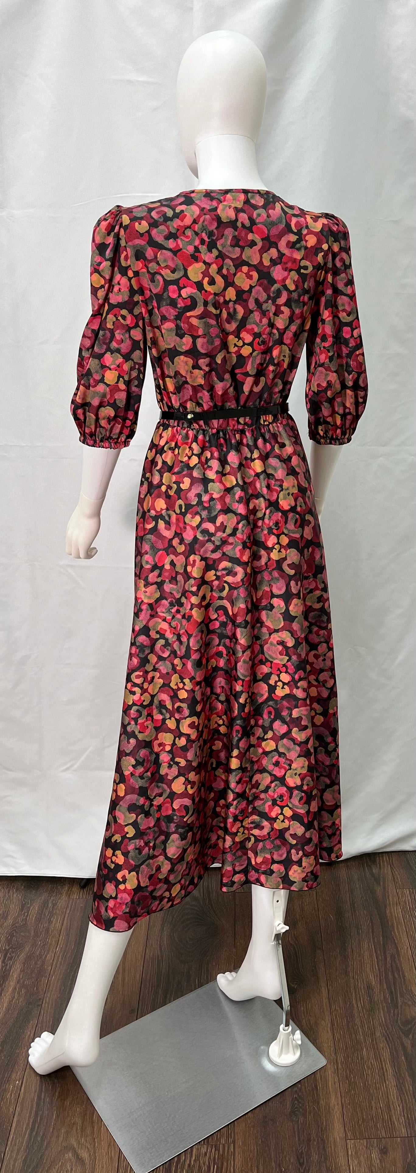 Multi-Colored Floral Fit and Flare Midi Dress
