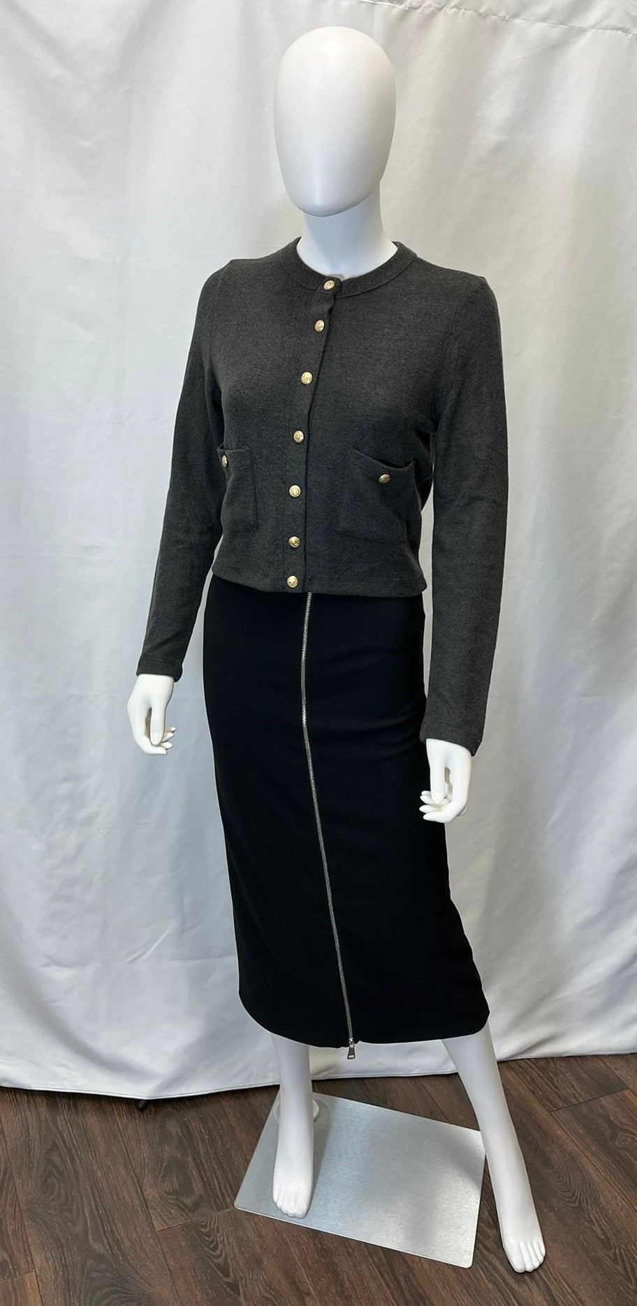 Sweater with Gold Buttons (available in cream and dark grey)