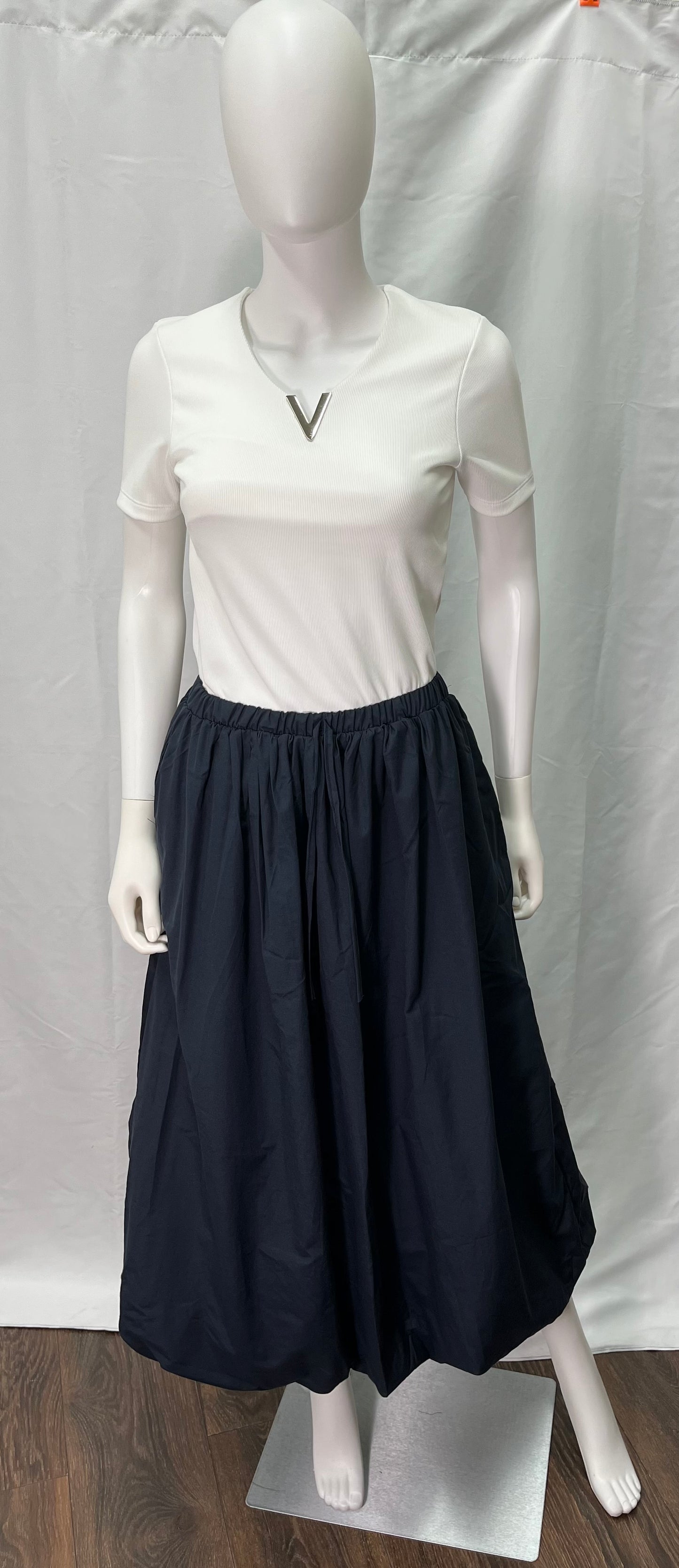 Gathered Skirt available in tan, navy, and black