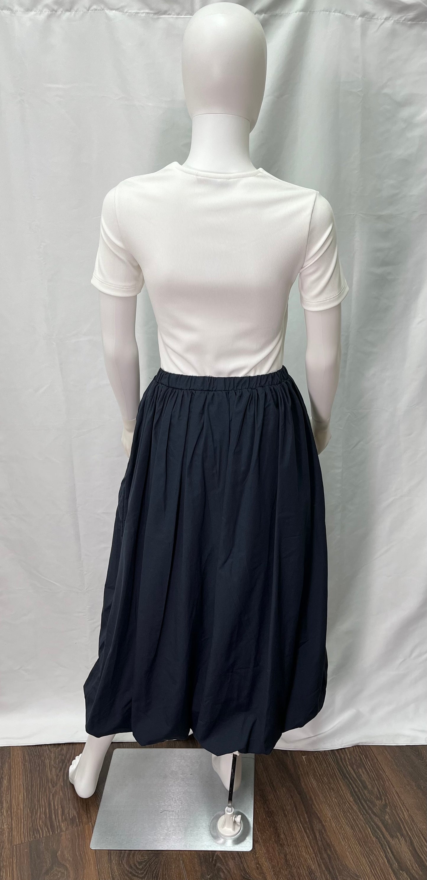 Gathered Skirt available in tan, navy, and black