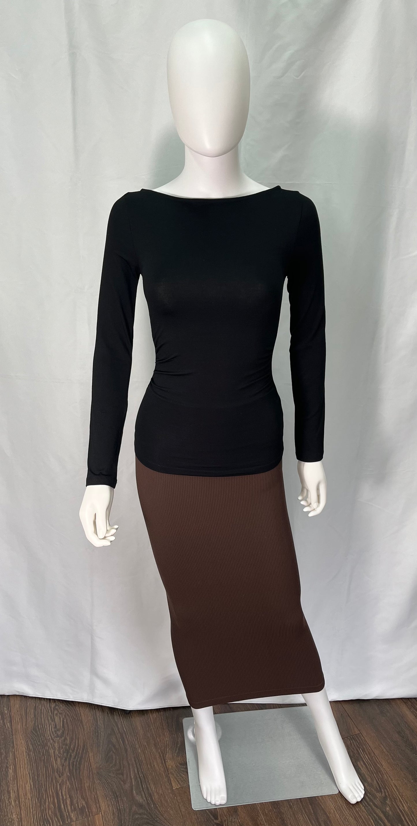 Long Sleeve Blouse with Cinched Waist (available in tan and black)