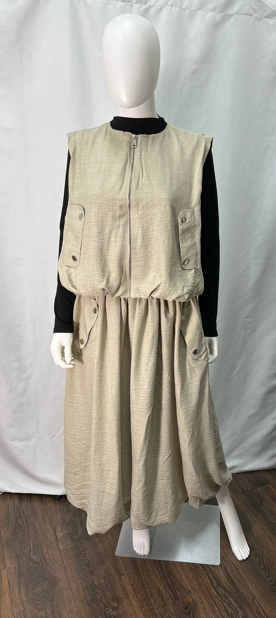 Skirt with Silver Buttons (available in light tan, tan, and black)