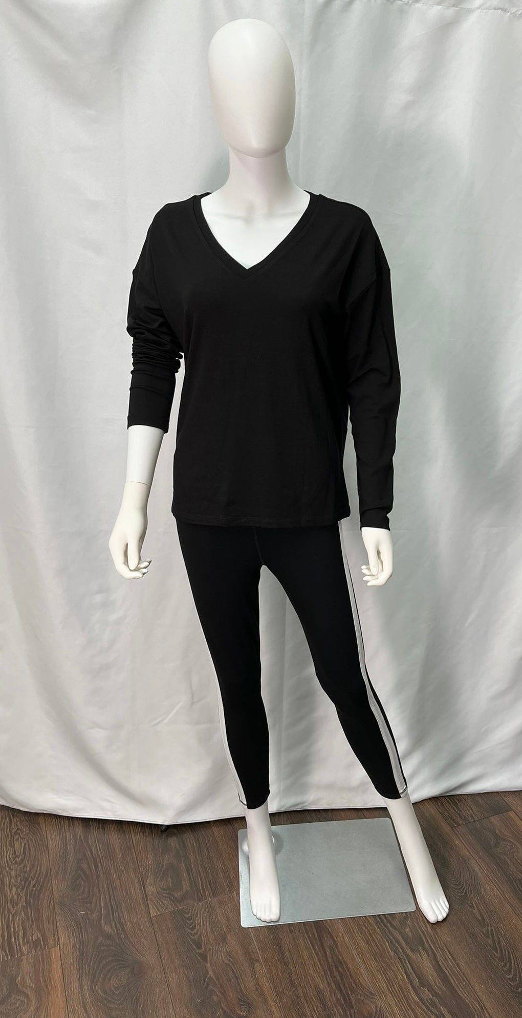 Long Sleeve Blouse with V-Neck (available in dark pink, dark blue, and black)