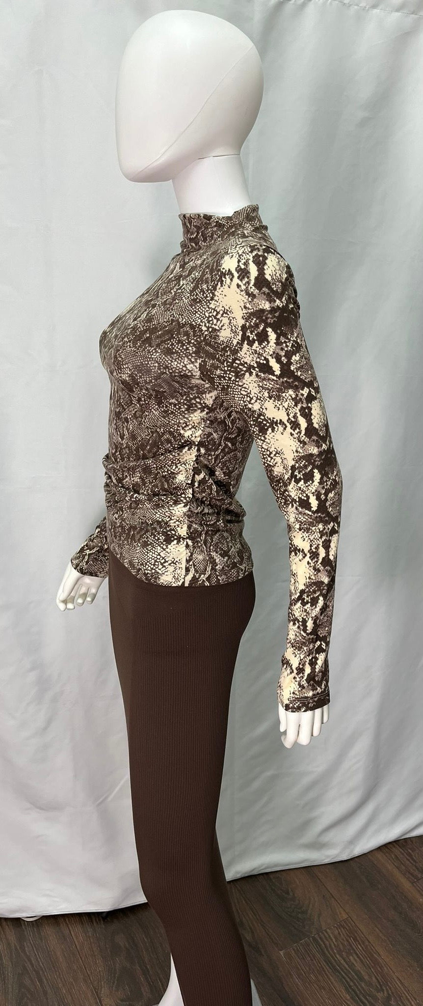 Brown and Cream Print Blouse