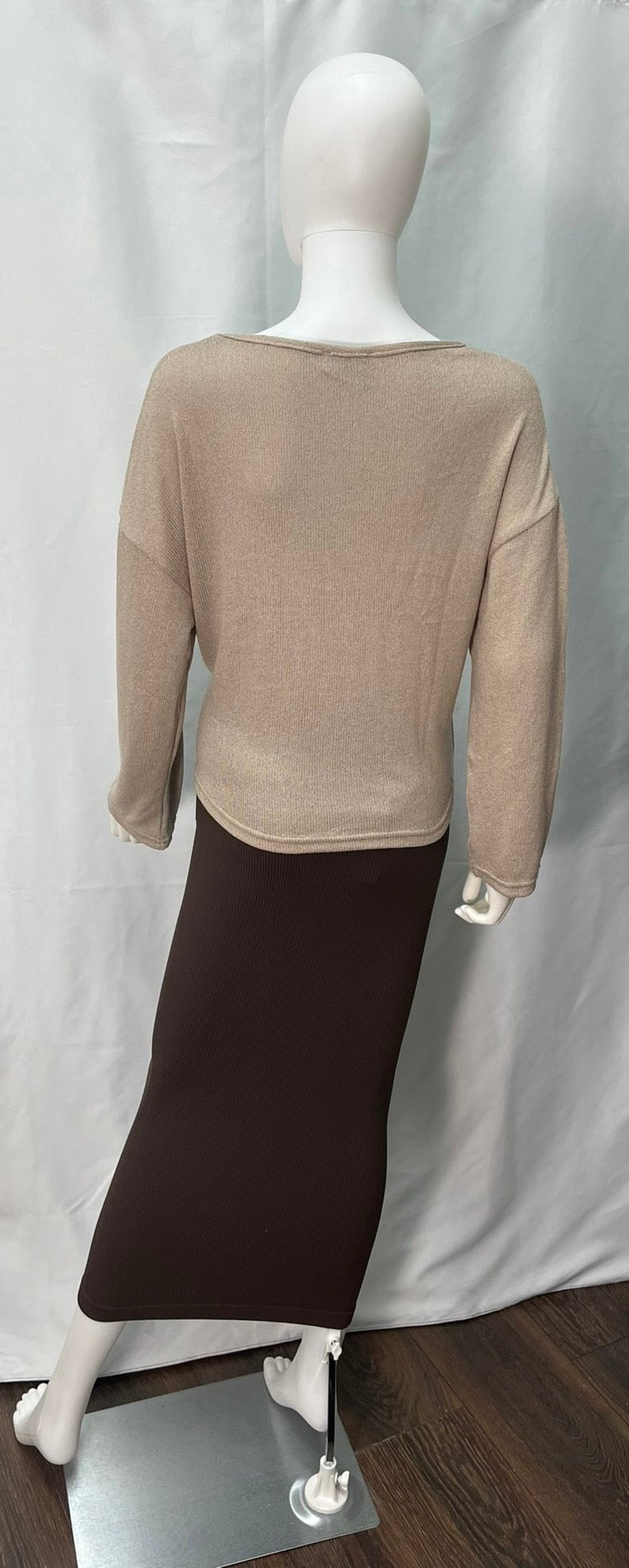 Long Sleeve Sweater with V-Neck (available in burgundy and cappuccino brown)