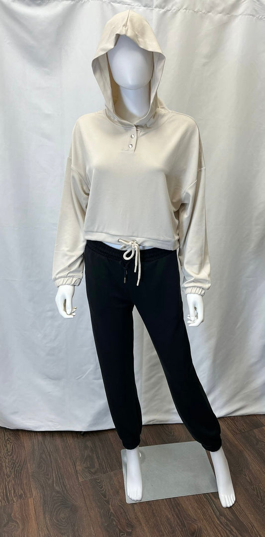 Lightweight Cream Sweatshirt with Hoodie