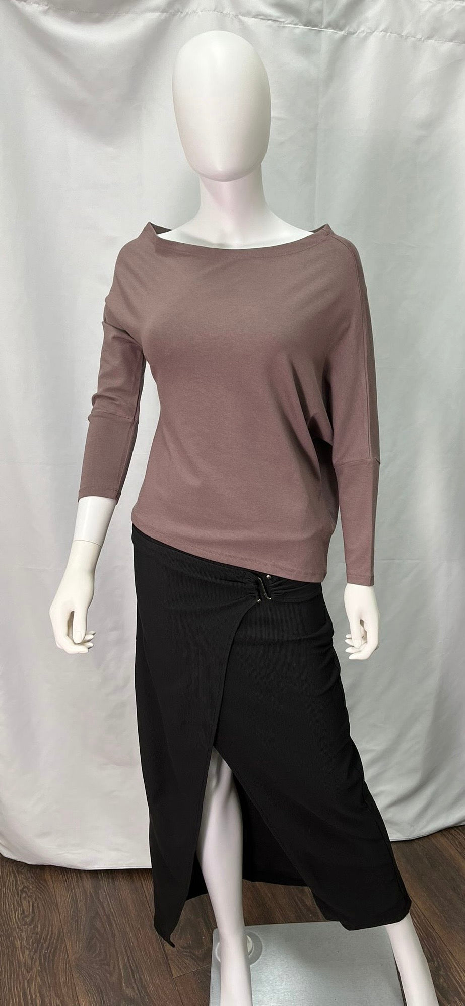 Blouse with Boat Neck (available in dark dusty rose and sage green)