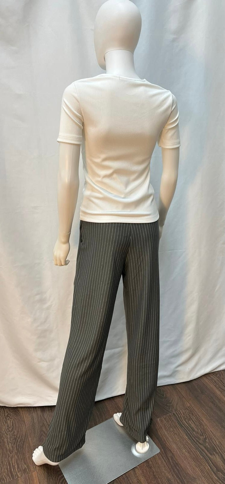 White Striped Pant in Black, Navy, and Grey