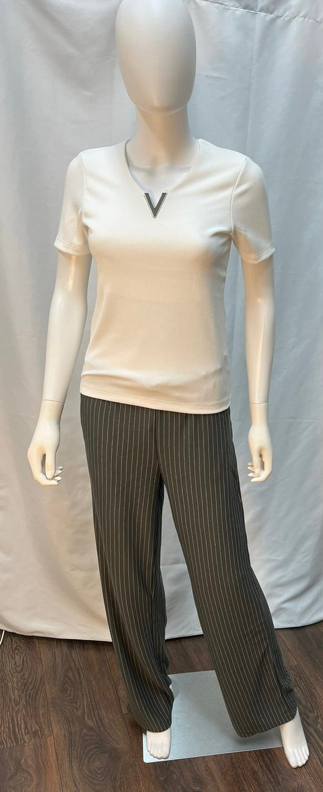 White Striped Pant in Black, Navy, and Grey