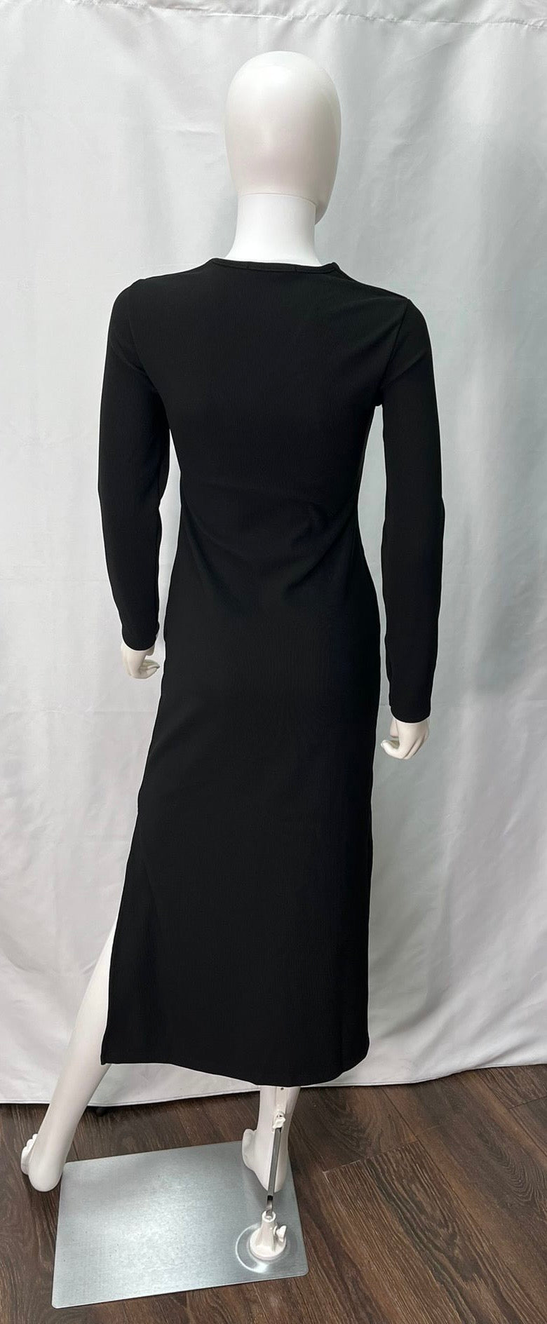 Long Sleeve Black Dress with V-neck