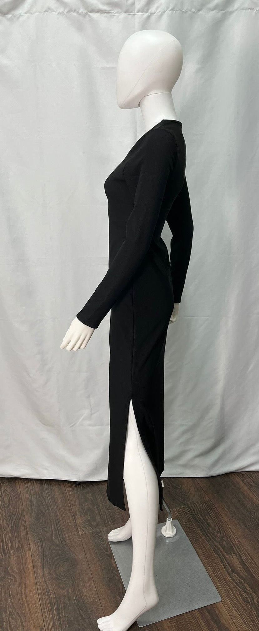 Long Sleeve Black Dress with V-neck