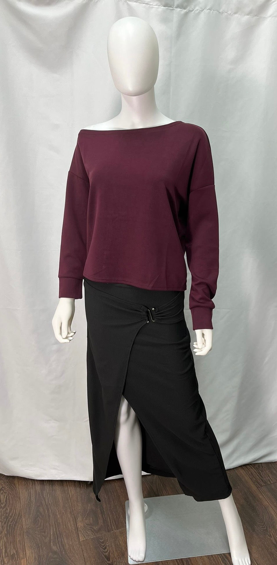 One Shoulder Sweaters (available in cream and maroon)