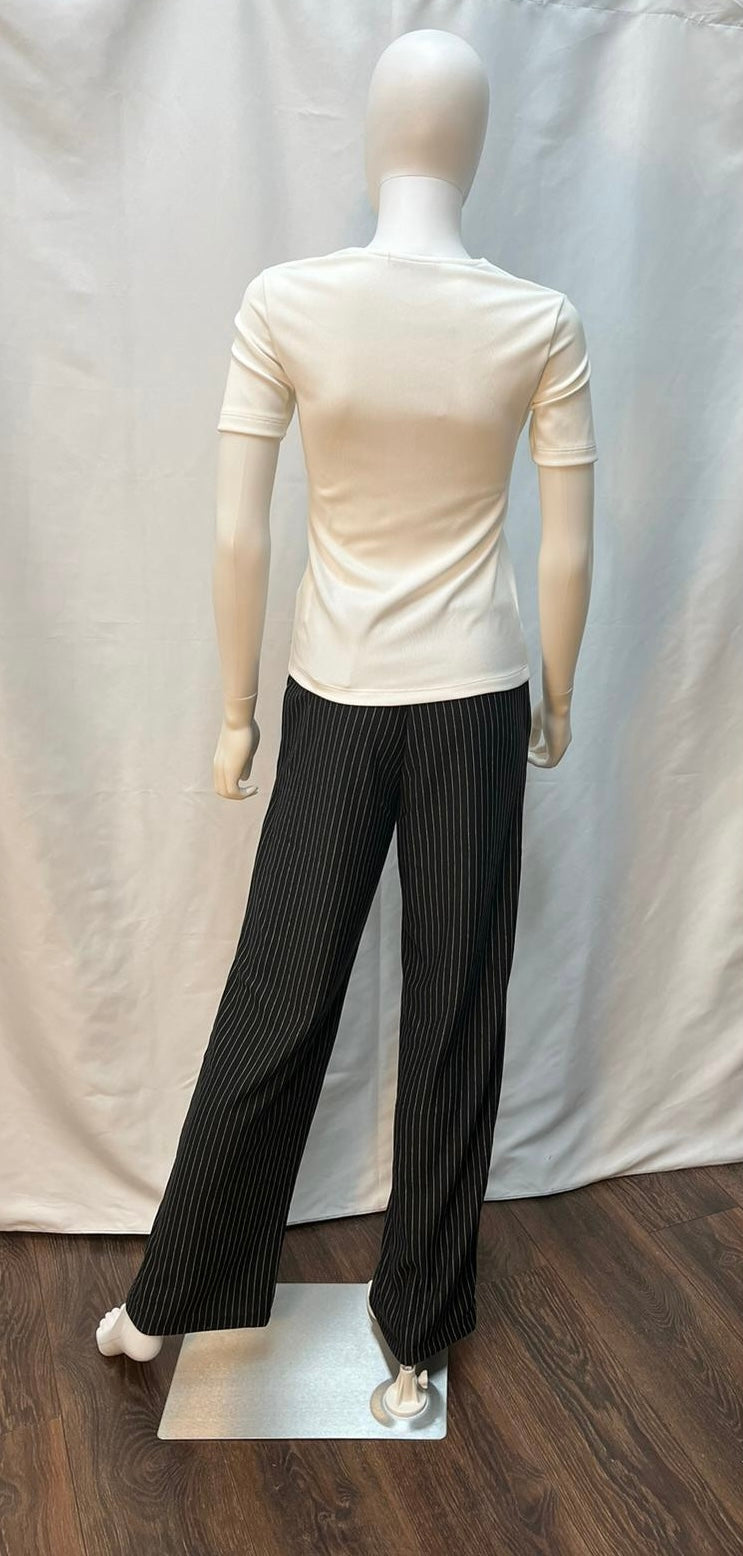 White Striped Pant in Black, Navy, and Grey