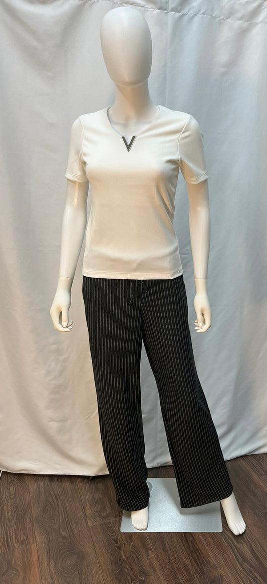 White Striped Pant in Black, Navy, and Grey