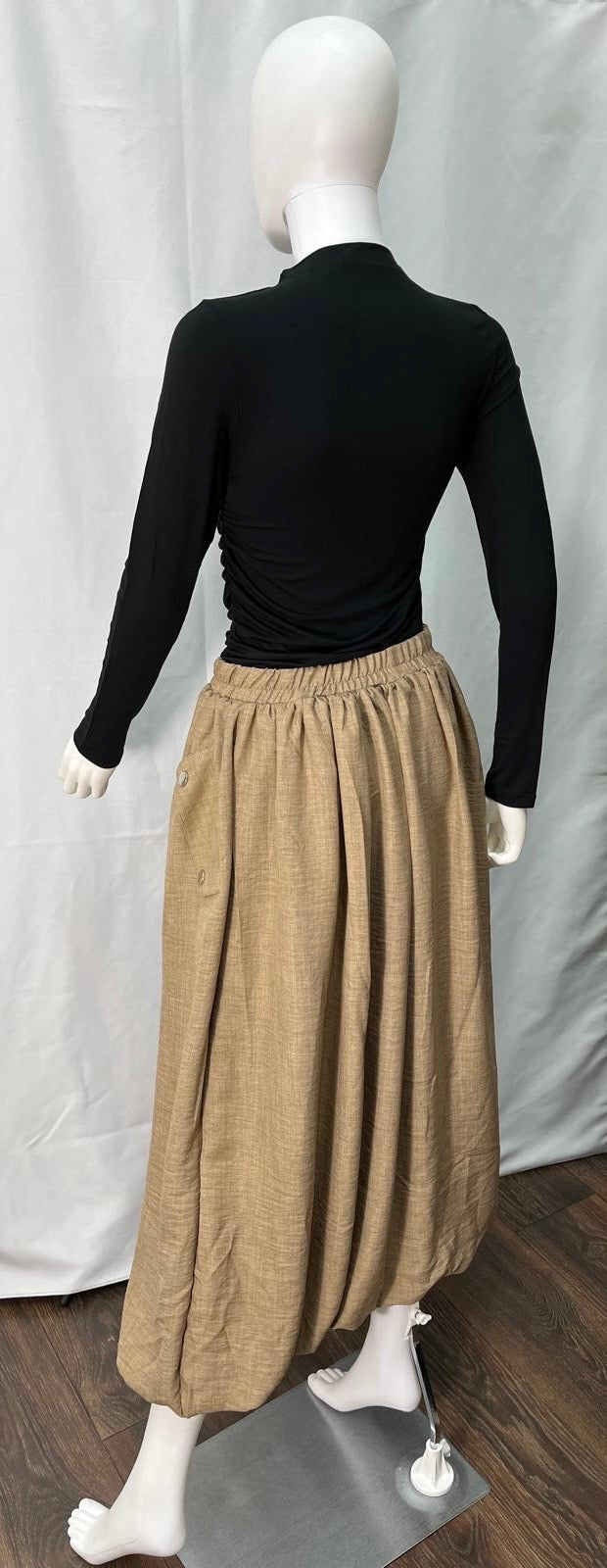 Skirt with Silver Buttons (available in light tan, tan, and black)